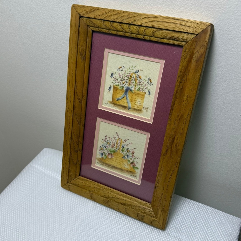 Mary Roff Theorem Painting Ltd Edition Numbered Print Pair Flower Basket Framed